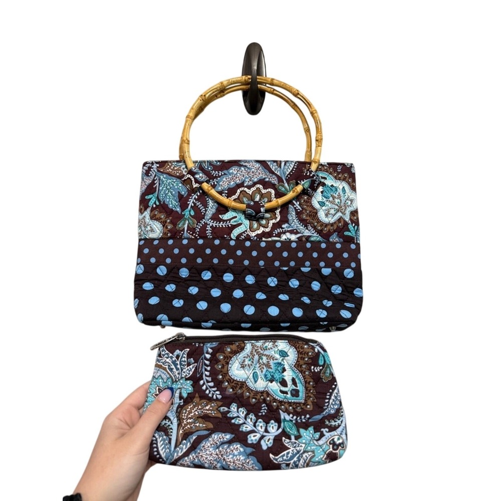 Belvah Bamboo Handle Satchel Quilted Paisley Polka Dot Women Medium
Boho Cute